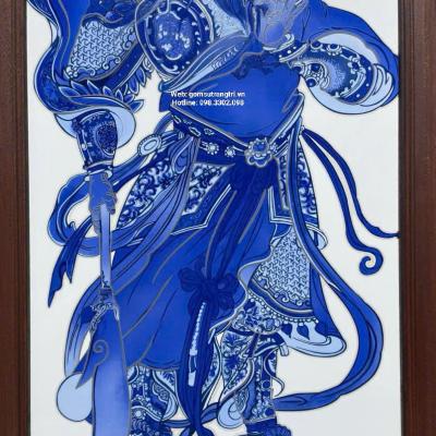 TRANH SỨ KHUNG GỖ – TÍCH QUAN CÔNG MEN CHÀM